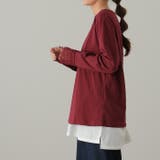 ボルドー | トップス レディース レイヤード インナー レース 袖口 ロンT 長袖 Uネッ | HUG.U