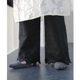 ブラック | ペチパンツ 綿100% レディース レイヤード パンツ セミフレア ボトムス | HUG.U