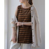 ボーダーブラウン | タンクトップ レディース トップス ボーダー 綿100% ノースリーブ レイヤ | HUG.U