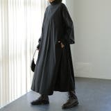 ブラック | ワンピース ロング ワンピ ナイロン ハイネック 長袖 ロングワンピース 体型 | HUG.U