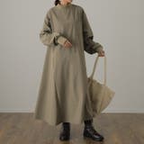 サファリベージュ | ワンピース ロング ワンピ ナイロン ハイネック 長袖 ロングワンピース 体型 | HUG.U