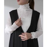 トップス レディース シャーリング レイヤード 重ね着 シアー インナー 肌隠 | HUG.U | 詳細画像5 