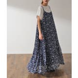 ブルーフラワー | ワンピース ロング 花柄 シフォン レディース キャミワンピ 透け ロングワ | HUG.U