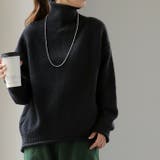 ブラック | ニット レディース トップス セーター タートルネック タートル 長袖 ハイネ | HUG.U
