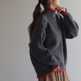 アースグレー×レッド | ニット レディース トップス セーター タートルネック タートル 長袖 ハイネ | HUG.U