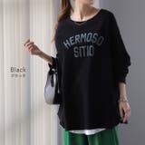 トップス レディース カットソー ロンT ロゴ 長袖 Tシャツ ロング チュニ | HUG.U | 詳細画像15 