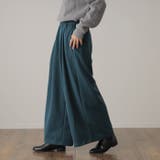 ブルーグリーン | パンツ レディース ワイドパンツ ロング  体型カバー フレアパンツ ボトムス | HUG.U
