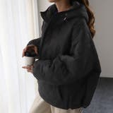 ブラック | アウター レディース キルティング プルオーバー ジャケット ハーフジップ 中 | HUG.U