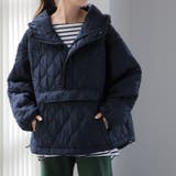 ネイビー | アウター レディース キルティング プルオーバー ジャケット ハーフジップ 中 | HUG.U