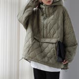 ペールカーキ | アウター レディース キルティング プルオーバー ジャケット ハーフジップ 中 | HUG.U