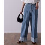 ユーズドブルー | デニム パンツ レディース デニムパンツ ロールアップ ストレッチ ワイドパン | HUG.U