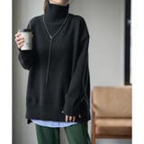 ブラック | ニット レディース トップス タートルネック セーター ハイネック 長袖 ター | HUG.U