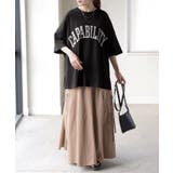 Aブラック(半袖/冷感) | カットソー レディース トップス ロゴT 長袖 ロンT ロング Tシャツ チュ | HUG.U