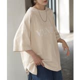 Cミルクティーベージュ(半袖/冷感) | カットソー レディース トップス ロゴT 長袖 ロンT ロング Tシャツ チュ | HUG.U