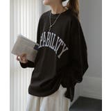 Aブラック | カットソー レディース トップス ロゴT 長袖 ロンT ロング Tシャツ チュ | HUG.U