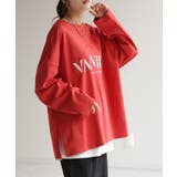 Cレッド | カットソー レディース トップス ロゴT 長袖 ロンT ロング Tシャツ チュ | HUG.U