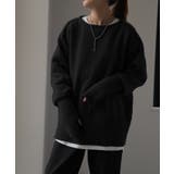 ブラック | ニット レディース トップス セーター アームウォーマー 指穴 ボートネック | HUG.U