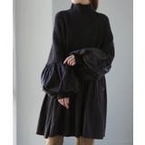 ブラック | ニット レディース トップス プルオーバー ハイネック タートル チュニック | HUG.U