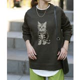 ダークグレー | トップス レディース 猫 スウェット ニット トレーナー ねこ プルオーバー | HUG.U