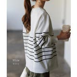 トップス レディース プルオーバー スポンジニット ボーダー ニット 軽量 ト | HUG.U | 詳細画像15 