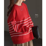 トップス レディース プルオーバー スポンジニット ボーダー ニット 軽量 ト | HUG.U | 詳細画像20 