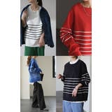 トップス レディース プルオーバー スポンジニット ボーダー ニット 軽量 ト | HUG.U | 詳細画像26 