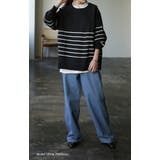 トップス レディース プルオーバー スポンジニット ボーダー ニット 軽量 ト | HUG.U | 詳細画像4 