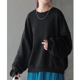 ブラック | スウェット レディース トップス トレーナー バルーン袖 無地 長袖 オーバー | HUG.U