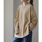ミルクティー | トップス レディース カットソー ロンT オーバーサイズ Tシャツ 長袖 チュ | HUG.U