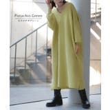 ワンピース レディース ニット 綿 100% ロング Vネック 体型カバー コ | HUG.U | 詳細画像13 