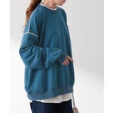 ナイトブルー | スウェット レディース トップス トレーナー レース 襟 オーバーサイズ つけ | HUG.U