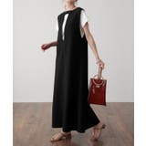 ブラック | ワンピース レディース ロング きれいめ 2way ノースリーブ レイヤード | HUG.U