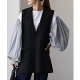 ピンストライプホワイト | ブラウス レディース トップス ぽわん袖 カットソー きれいめ ロンT 異素材 | HUG.U