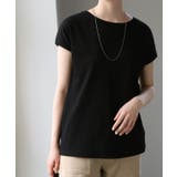 ブラック | Tシャツ レディース トップス フレンチスリーブ リブ 半袖 リブT フレンチ | HUG.U