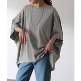 グレー | Tシャツ レディース トップス 二の腕カバー ドルマン 体型カバー 半袖 五分 | HUG.U