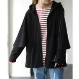 ブラック | パーカー レディース アウター 2way 長袖 七分袖 トップス スウェット | HUG.U