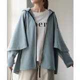 アースブルー | パーカー レディース アウター 2way 長袖 七分袖 トップス スウェット | HUG.U