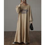 ラテベージュ | ワンピース ロングワンピース レディース ロゴスウェット ロング ロングワンピ | HUG.U