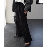 ブラック(レギュラー丈) | ワイドパンツ ボトムス ストレッチ テーパードパンツ バギーパンツ ロング ゴ | HUG.U