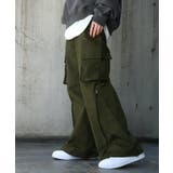 カーキ(レギュラー丈) | ワイドパンツ ボトムス ストレッチ テーパードパンツ バギーパンツ ロング ゴ | HUG.U