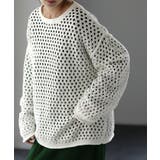 ホワイト | ニット メッシュ プルオーバー ボーダー レディース セーター ぽわん袖 重ね | HUG.U