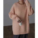シェルピンク | ニット セーター トレーナー トップス 長袖 丸首 ライトニット ミックス チ | HUG.U