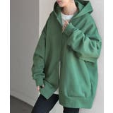 グリーン | パーカー 体型カバー 刺繍 | HUG.U