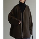 ダークブラウン | アウター メルトン チュニック | HUG.U