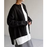 ブラック | ニット カーディガン 体型カバー | HUG.U