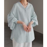 ペールブルー | シャツ ぽわん袖 長袖 | HUG.U