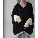 ブラック×アイボリー(Vネック) | ニット トップス レディース | HUG.U