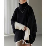 ブラック×アイボリー(ハイネック) | ニット トップス レディース | HUG.U