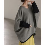 グレー×ブラック(Vネック) | ニット トップス レディース | HUG.U