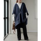 ネイビー | カーディガン ポンチョ ロング | HUG.U